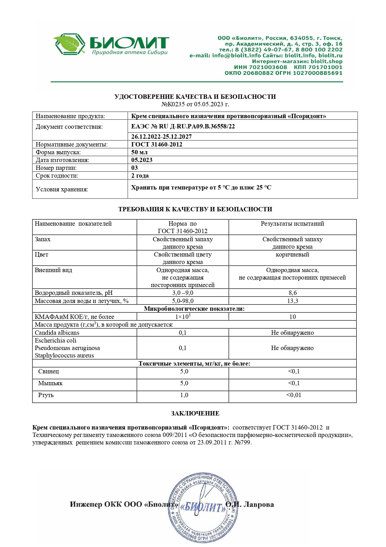 Паспорт №052023